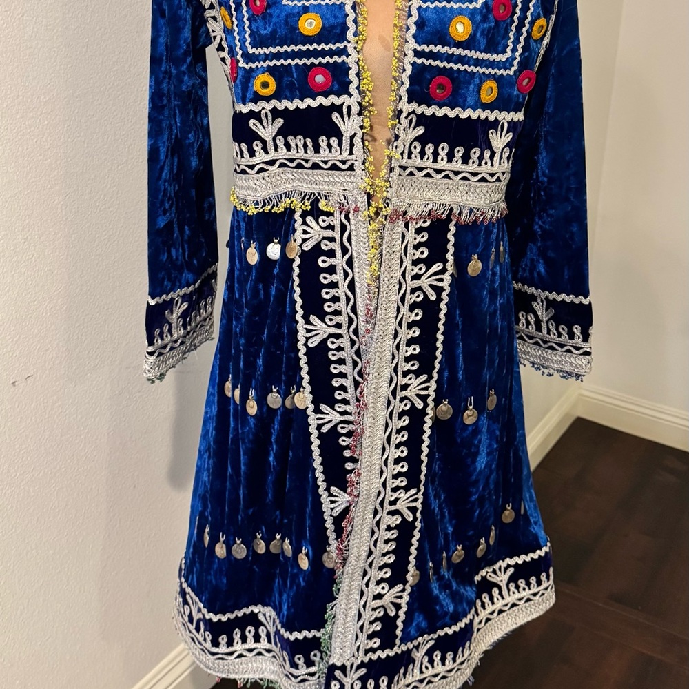 One Of A Kind Blue Embroidered Velvet Chapan